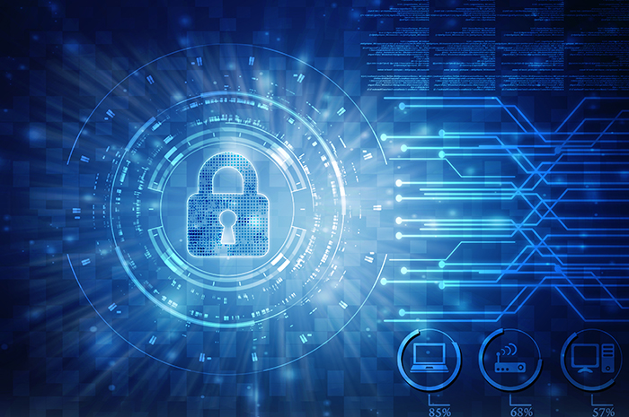 2d,Illustration,Safety,Concept:,Closed,Padlock,On,Digital,Background